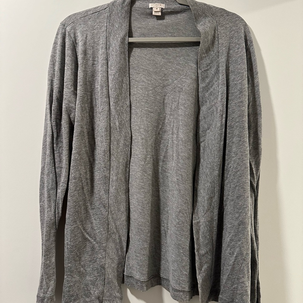 Gray Open-Front Cardigan